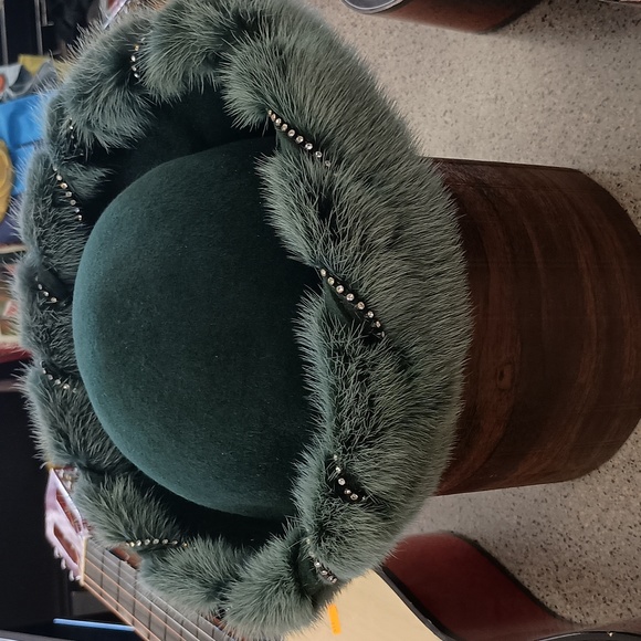 COPY - Designer Wool hat with Faux Fur & Semi precious stones embroidery $38 +g… - Picture 5 of 13